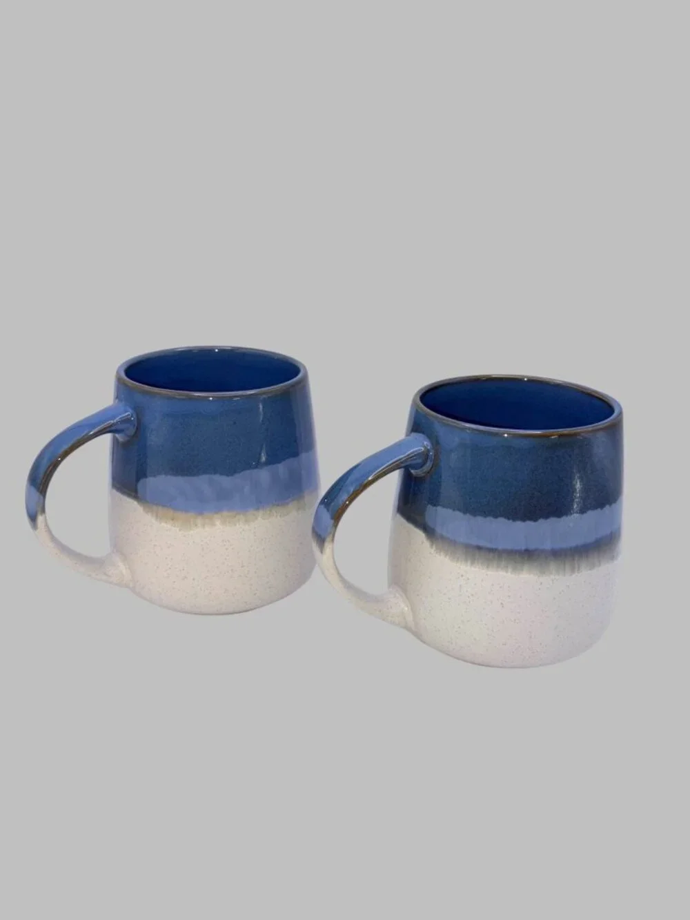 Bosmarlin Blue Ombre Stoneware Coffee Mugs Set of 2 Rustic Farmhouse 16 oz